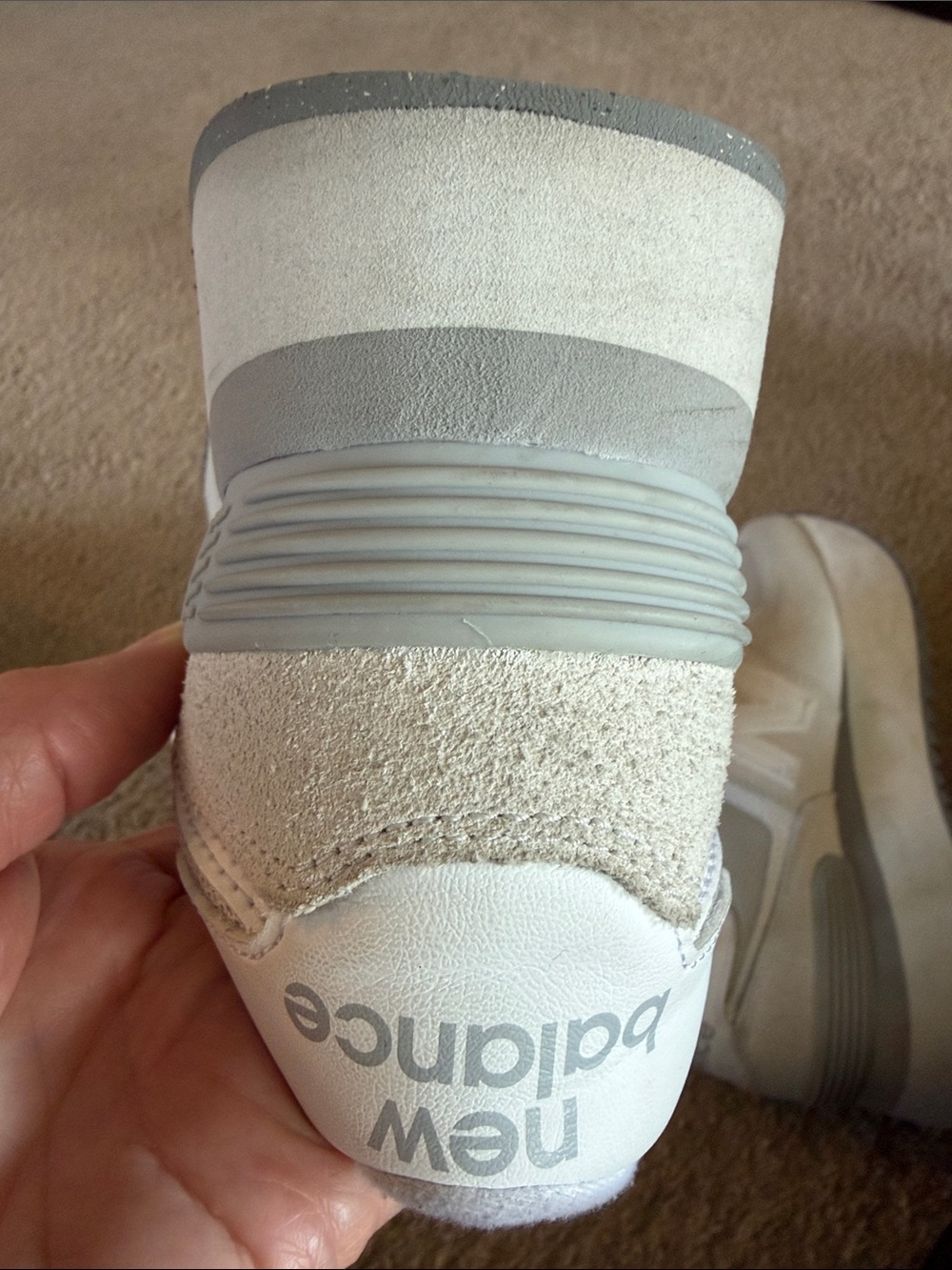 New Balance Off-White and Light Gray Platform Sneakers - Picture 5 of 6